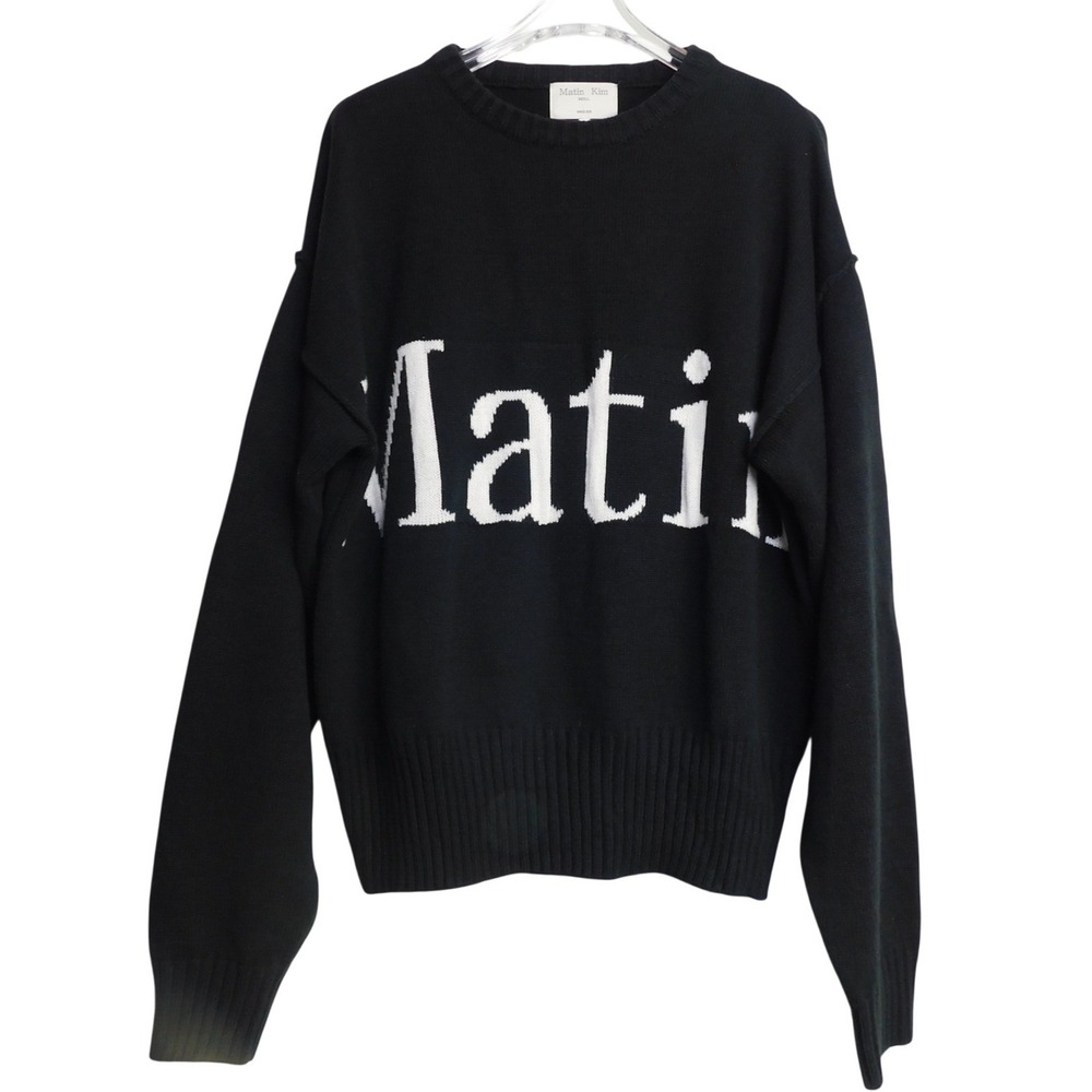 Matin Kim Big Logo Knit Pullover Sweater Black White One Size Seoul